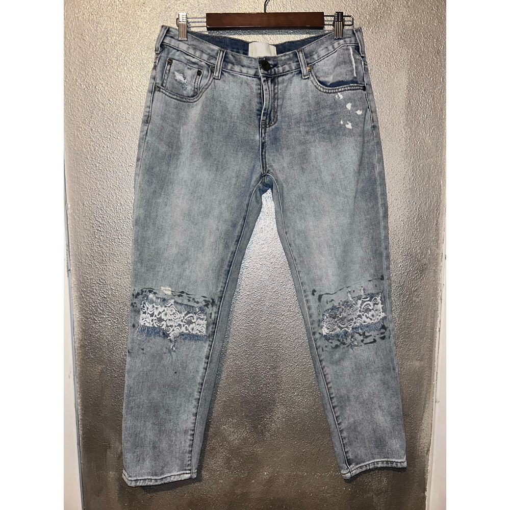 One Teaspoon Awesome Baggie Hippie Baddie Festival Distressed Lace Knee Jeans